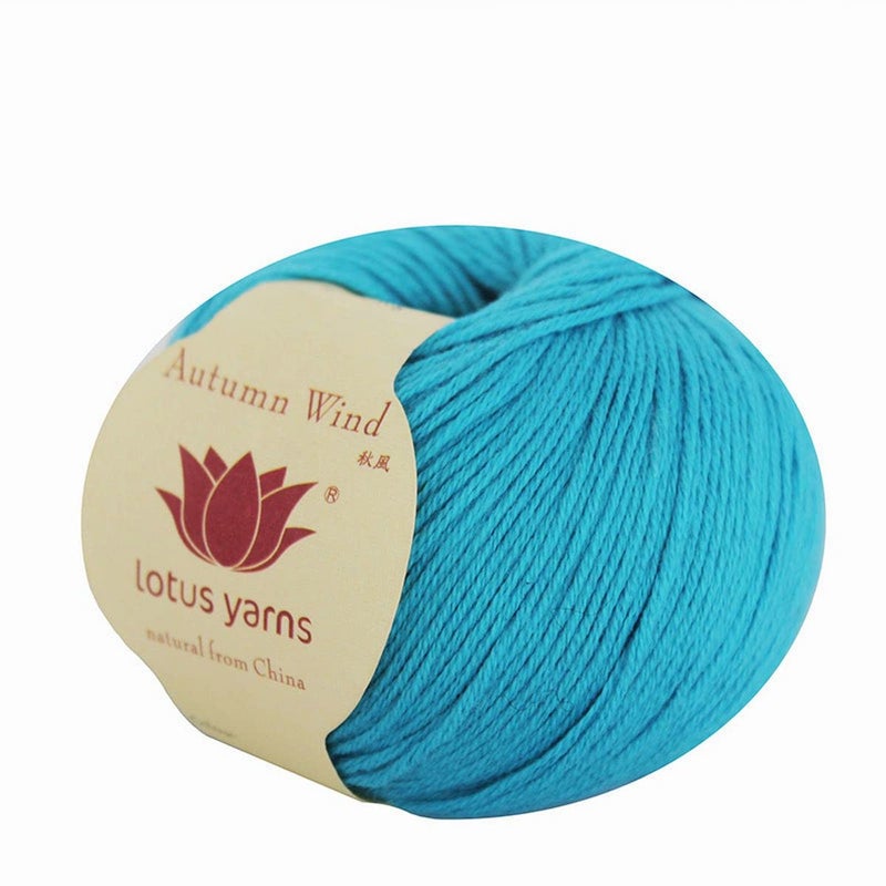 Lotus Yarns 5 Balls Autumn Wind Cotton Cashmere Blend Knitting Yarn Fingering Weight Crochet Yarn for Garments Soft Baby Clothes30 Sky Blue