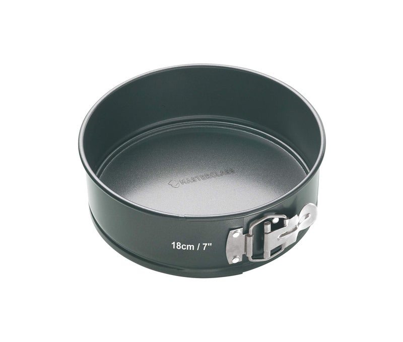 MasterClass 18 cm Springform Cake Tin with Loose Base and PTFE PFOA and BPA Free Non Stick Robust 1mm Thick Carbon Steel7 Inch Round Pan Grey