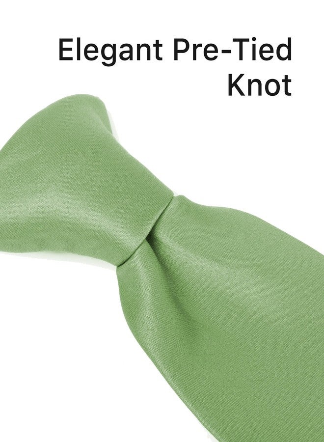 boxed-gifts Clip on Ties for Men - Premium Sage Green Solid Color Clip on Tie - Image 3