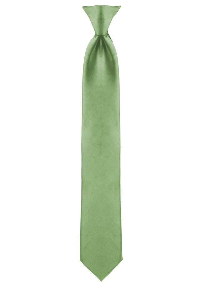 boxed-gifts Clip on Ties for Men - Premium Sage Green Solid Color Clip on Tie - Image 1