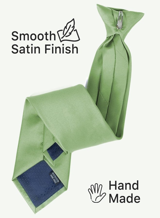boxed-gifts Clip on Ties for Men - Premium Sage Green Solid Color Clip on Tie - Image 4