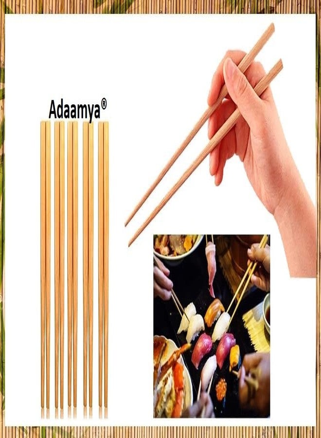 Adaamya® - 10 Pairs - Reusable Sturdy Bamboo Wooden Chopsticks 9.4" / 23cm for Chinese Japanese Fusion Cuisine (10) - Image 2