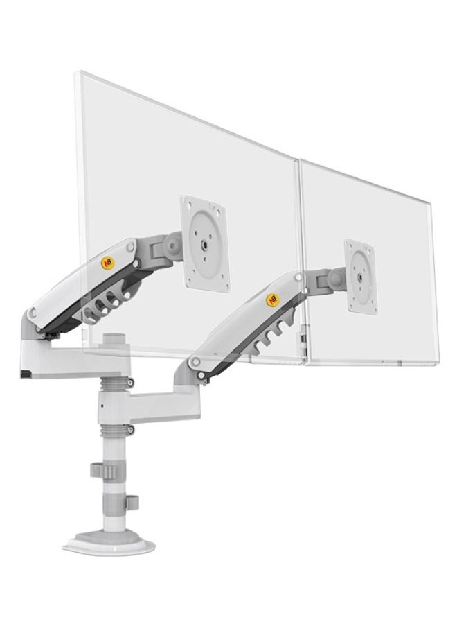 NB ERGONOMIC Dual Monitor Arm Desk Mount for Two 17–27 Inch Screens, Full Motion Gas Spring Dual Monitor Stand, VESA 75x75 & 100x100, Height Adjustable Monitor Mount, Supports 2–9kg per Monitor, White - Image 1