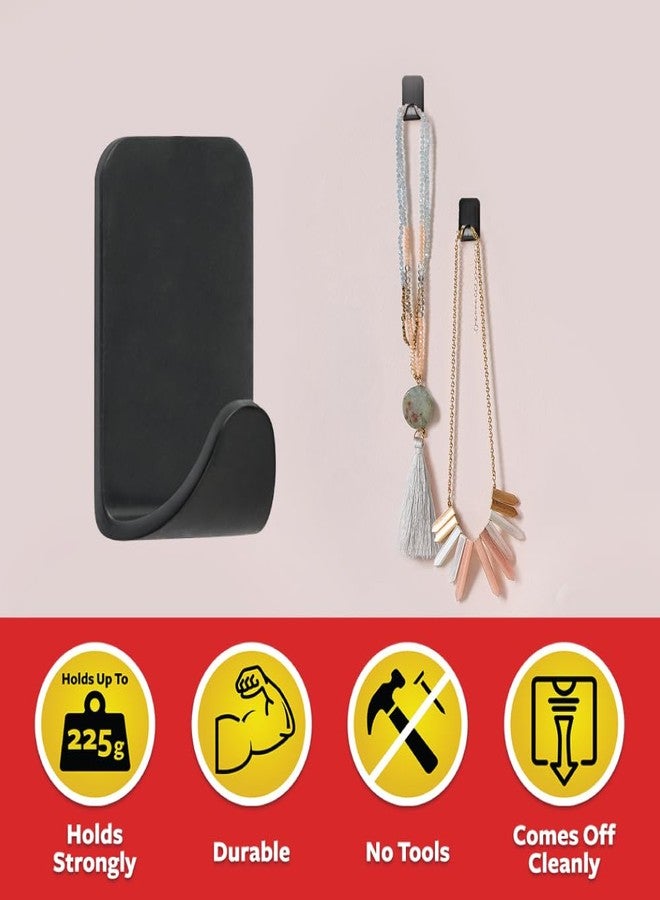 Command 3M Command Brand Damage-Free Hanging Small Hooks, Holds 225g, Matte Black Decorative Finish, 4 Hooks & 5 Small Strips - Image 2