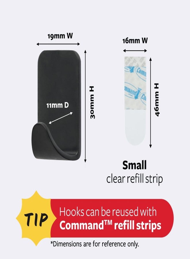 Command 3M Command Brand Damage-Free Hanging Small Hooks, Holds 225g, Matte Black Decorative Finish, 4 Hooks & 5 Small Strips - Image 5