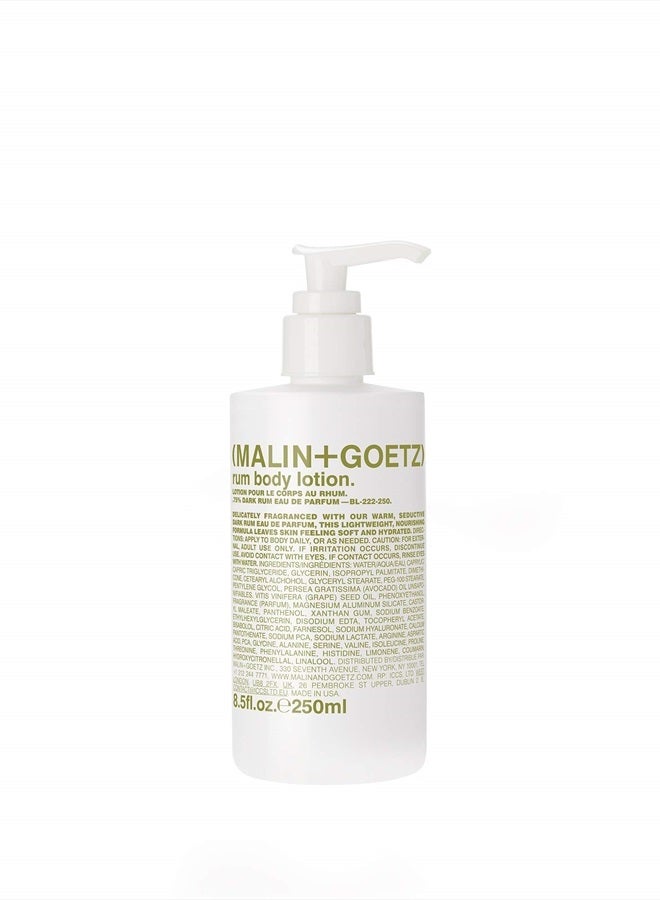 MALIN + GOETZ Rum Body Lotion – soothing hydrating body lotion for men and women, prevents dry skin, no stripping or irritation. Natural ingredients, cruelty-free, vegan 8.5 Fl Oz - Image 1
