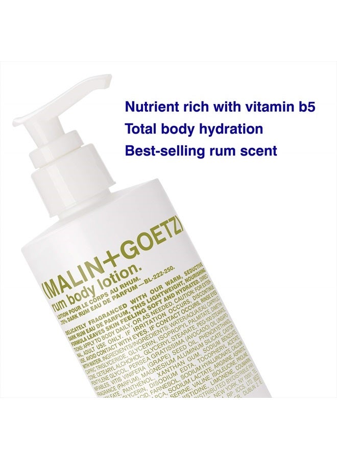 MALIN + GOETZ Rum Body Lotion – soothing hydrating body lotion for men and women, prevents dry skin, no stripping or irritation. Natural ingredients, cruelty-free, vegan 8.5 Fl Oz - Image 2