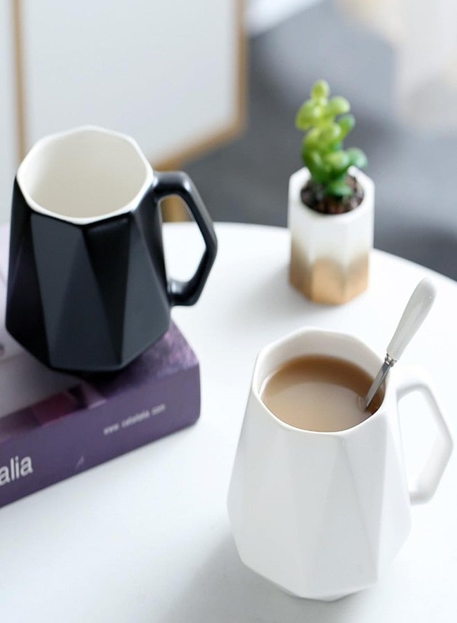 Spooky Nordic Diamond Ceramic Coffee Mug - 400ml Modern Polygonal Cup with Handle - Elegant Light Luxury Style for Tea, Milk & Water - Office or Home Use - Gift for Men, Women, Colleagues (Black) - Image 3