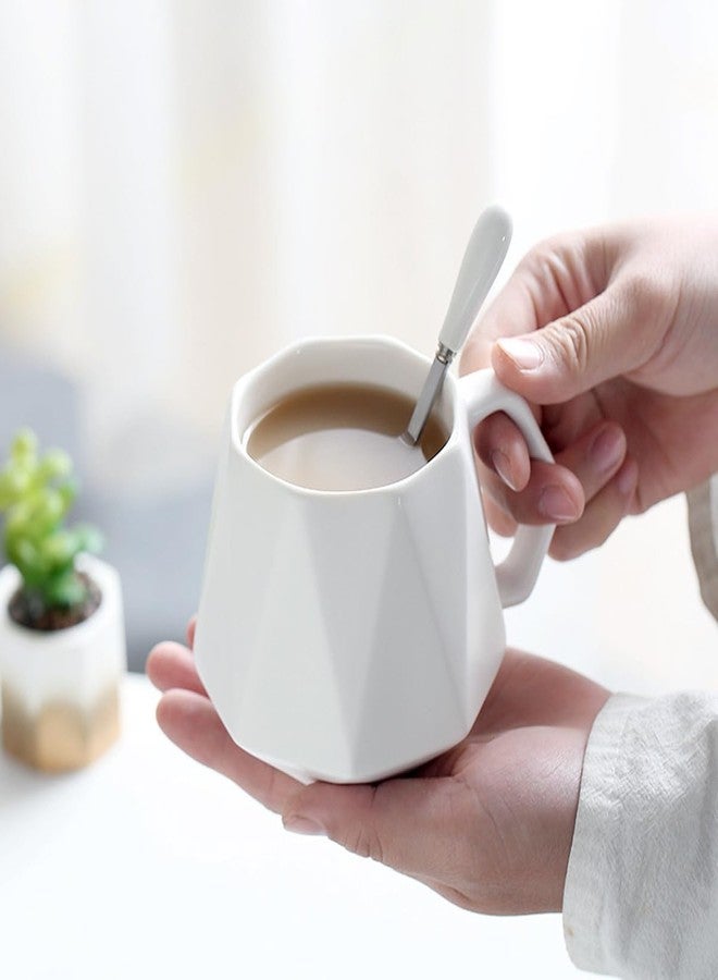 Spooky Nordic Diamond Ceramic Coffee Mug - 400ml Modern Polygonal Cup with Handle - Elegant Light Luxury Style for Tea, Milk & Water - Office or Home Use - Gift for Men, Women, Colleagues (Black) - Image 4