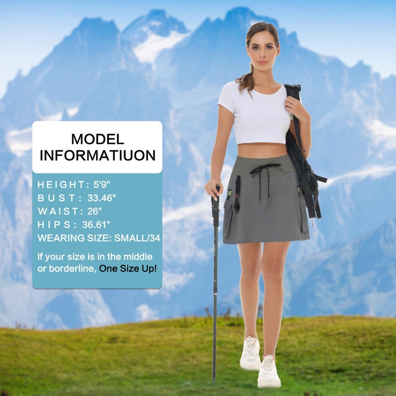MIVEI Skorts for Woman - Hiking Cargo Skorts with Zipper Pockets, High Waisted Quick Dry Golf Workout, Dressy Casual Dark Gray - Image 5