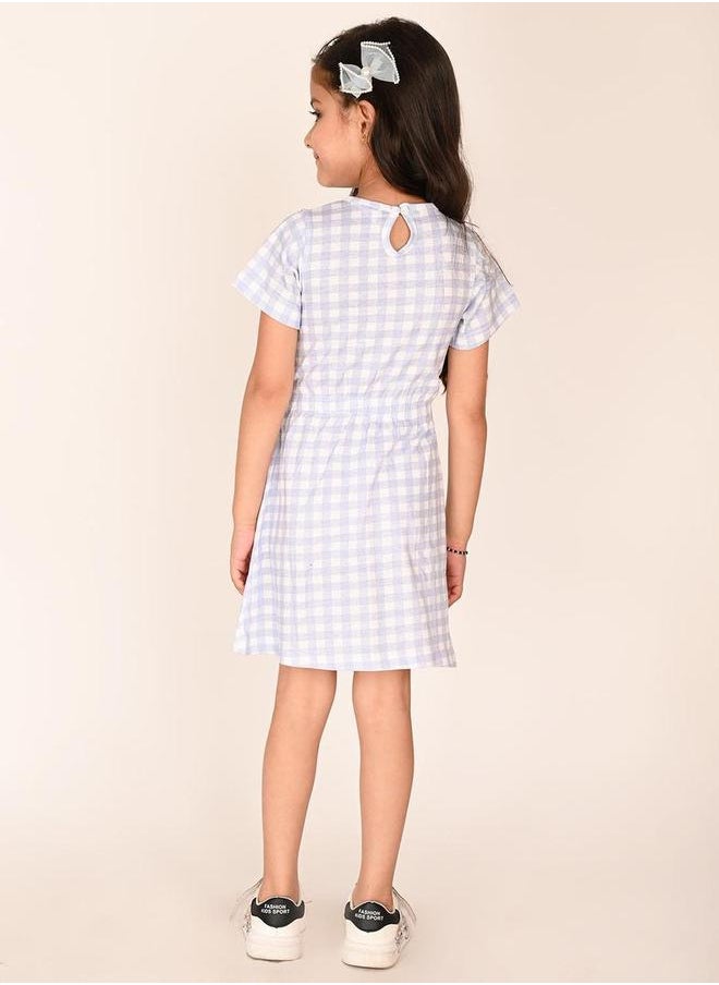 LILPICKS - Checked Round Neck A-Line Dress by Styli - Image 1