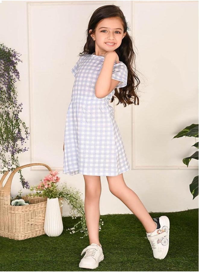 LILPICKS - Checked Round Neck A-Line Dress by Styli - Image 1
