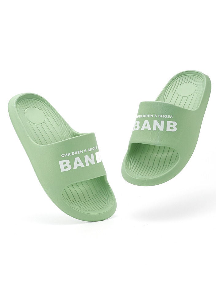 Human feelings Green Unisex Kids Shower Cute Cartoon Slippers Boys Girls Non-Slip Soft Sole Open Toe Sandals Slippers For Bathroom Or Indoor Use  - Image 1
