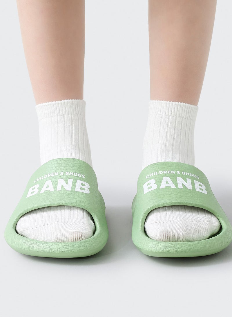Human feelings Green Unisex Kids Shower Cute Cartoon Slippers Boys Girls Non-Slip Soft Sole Open Toe Sandals Slippers For Bathroom Or Indoor Use  - Image 2