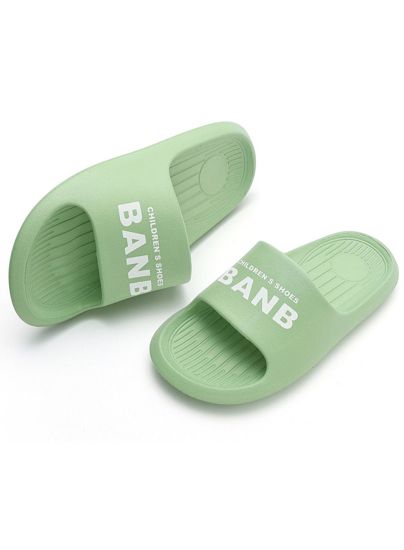 Human feelings Green Unisex Kids Shower Cute Cartoon Slippers Boys Girls Non-Slip Soft Sole Open Toe Sandals Slippers For Bathroom Or Indoor Use  - Image 3