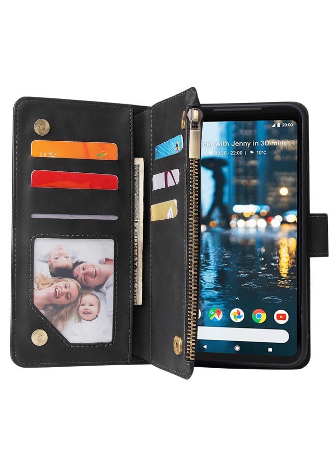 Asuwish Compatible with Google Pixel 2XL Wallet Case Tempered Glass Screen Protector and Leather Flip Cover Card Holder Cell Accessories Phone Cases for Pixle 2 XL Pixel2XL Pixel2 LX Women Men Black - Image 3