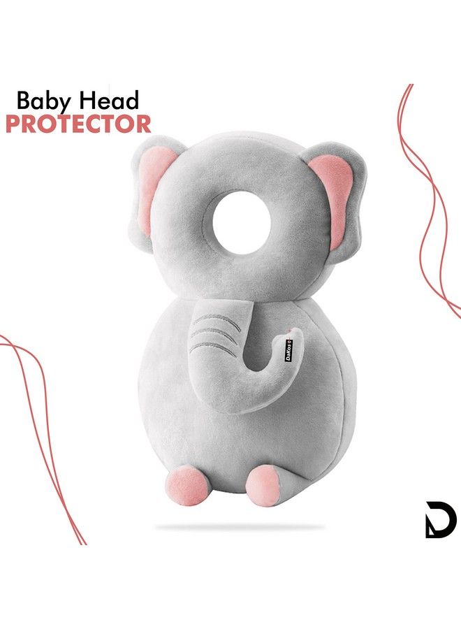 DaKos Baby Head Protector Baby Head Protector For Crawling Baby Head Protector Cushion Baby Head Neck Back Protector With Horizontal Safety Belt (Elephant) - Image 4