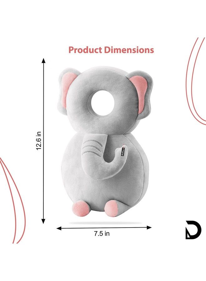 DaKos Baby Head Protector Baby Head Protector For Crawling Baby Head Protector Cushion Baby Head Neck Back Protector With Horizontal Safety Belt (Elephant) - Image 5