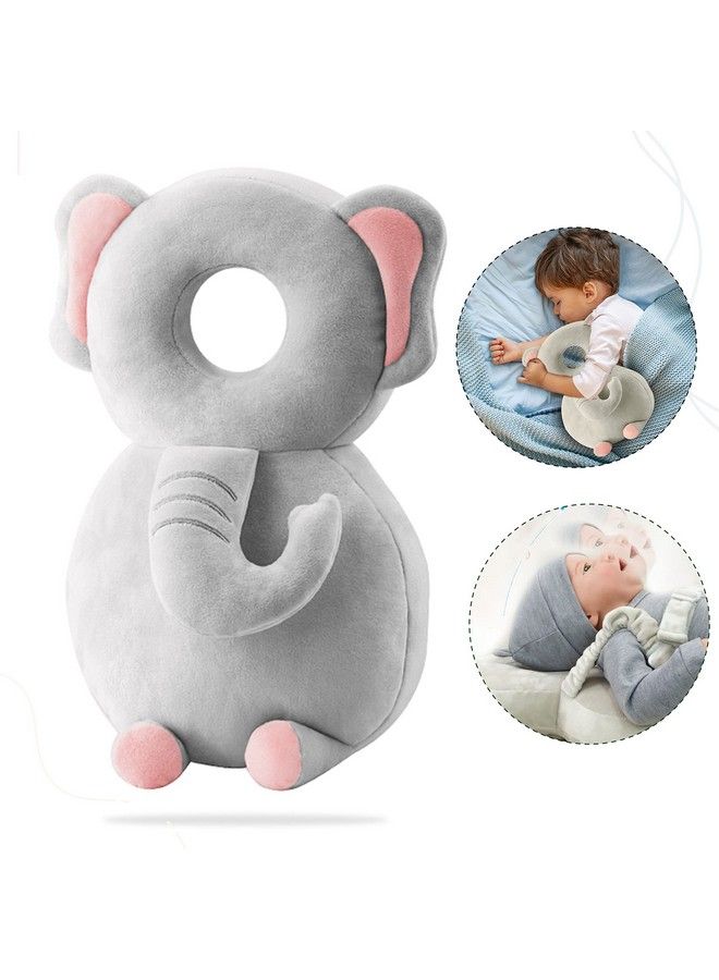 DaKos Baby Head Protector Baby Head Protector For Crawling Baby Head Protector Cushion Baby Head Neck Back Protector With Horizontal Safety Belt (Elephant) - Image 3