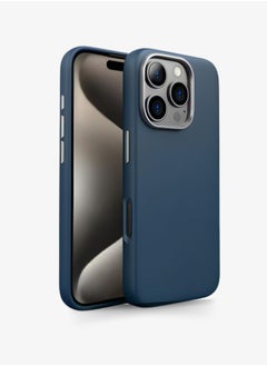 Protection cover for iPhone 16 Pro Max, with a classic design, with buttons and a metal frame- blue