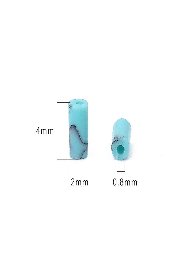 beadia خرز أنبوبي تركواز طبيعي أزرق 2x4 مم 38 سم/خيط لصنع المجوهرات - Image 2