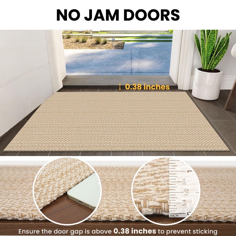 IOHOUZE Washable Runner Rug 2'x6' Non Slip Runners for Hallways Entryway Runner Indoor  Kitchen Rugs Woven Cotton Floor Carpet for Kitchen Hall Entrance Bedroom  Natural/Beige - Image 2