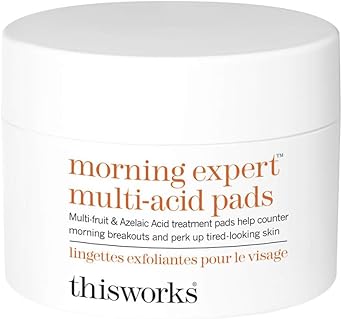 This Works Morning Expert MultiAcid Pads 60 Pads Exfoliating Face Pads Enriched with Witch Hazel AHAs and Vitamin B3 Cleansing Pads with Azelaic Acid to Unclog Pores and Smoothe Complexion - Image 1