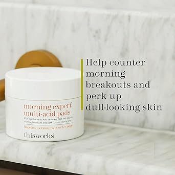 This Works Morning Expert MultiAcid Pads 60 Pads Exfoliating Face Pads Enriched with Witch Hazel AHAs and Vitamin B3 Cleansing Pads with Azelaic Acid to Unclog Pores and Smoothe Complexion - Image 3