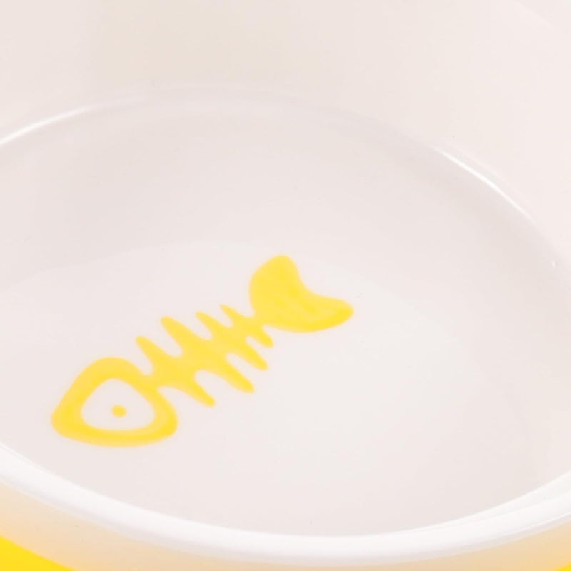 Alasum Ceramic Cat Bowl Elevated Double Feeding Bowls Thickened Yellow Non-Slip Tilted Design with Sturdy Stand for Indoor Kitten and Small Cat Feeding - Image 5
