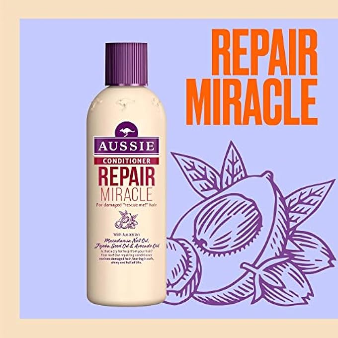 Aussie REPAIR MIRACLE CONDITIONER, FOR DAMAGED 'RESCUE ME!' HAIR 250ML. PARABEN FREE - Image 2