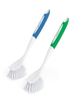 Amazer Amazer Dish Brush with Handle, 2 Pack Kitchen Scrub Brushes for Cleaning, Dish Scrubber with Stiff Bristles for Sink, Pots, Pans  - Image 3