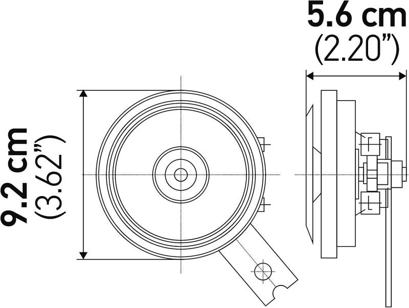 HELLA 012588071 Black 92mm 12V Disc Horn (Ht Universal Fit-Single Blister Pack) Heavy load resistant - Image 4