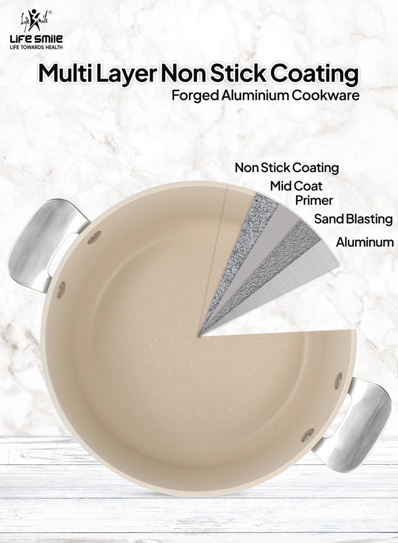 Life Smile 10-Piece Aluminum Cookware Set – Non-Stick Pots & Pans with Induction Bottom | 30/24/18cm Soup Pots, 18cm Saucepan & 24cm Fry Pan | Multi-Layer Non-Stick, Oven-Safe Cooking Set - Image 4