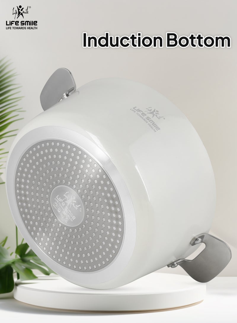 Life Smile 10-Piece Aluminum Cookware Set – Non-Stick Pots & Pans with Induction Bottom | 30/24/18cm Soup Pots, 18cm Saucepan & 24cm Fry Pan | Multi-Layer Non-Stick, Oven-Safe Cooking Set - Image 2