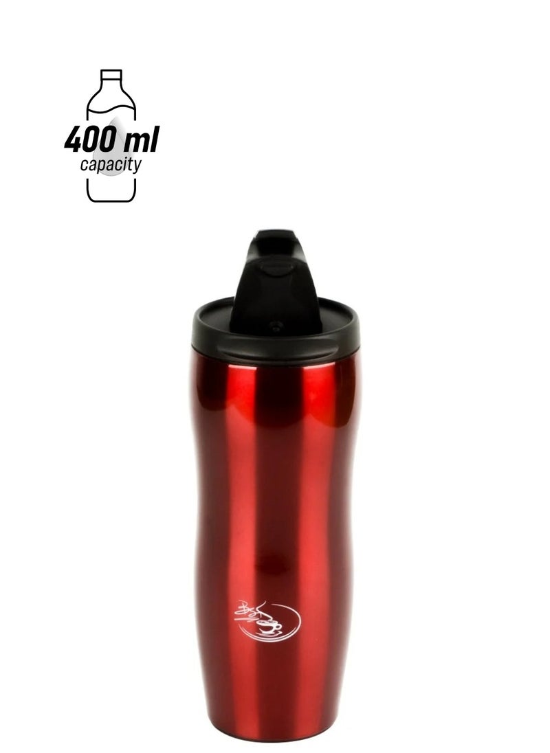 BASURRAH Vacuum Flask for Preservation of Heat, Red, Steel, 400 ml  - Image 1