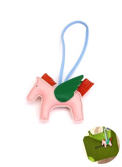 Generic Fashion Leather Sewn Tassel Pony Keychain, Creative Cartoon Horse Hanging Drop Bag Accessories, with Bowknot for Women Purse Car Keychain Handbag (Pink)  - Image 1