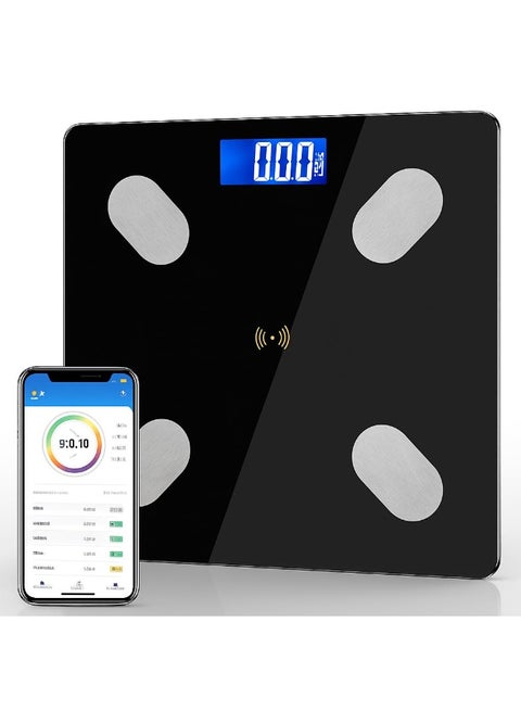 Smart Digital Scale for Body Weight, High-Precision "Step-On" Scale with Large Backlit LCD & App Connectivity, Tempered Glass, 400 lbs Capacity