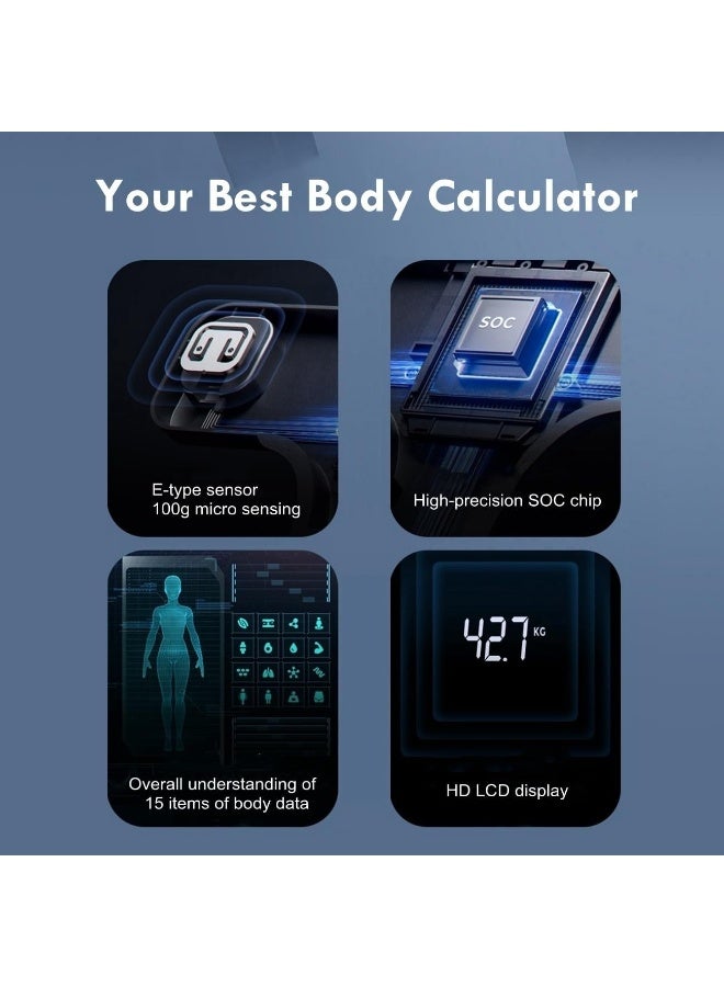 ميزان رقمي ذكي لقياس وزن الجسم، ميزان عالي الدقة يعمل بمجرد الوقوف عليه، مزود بشاشة LCD كبيرة بإضاءة خلفية وإمكانية الاتصال بالتطبيق، مصنوع من الزجاج المقسى، يتحمل حتى 400 رطل. - Image 2