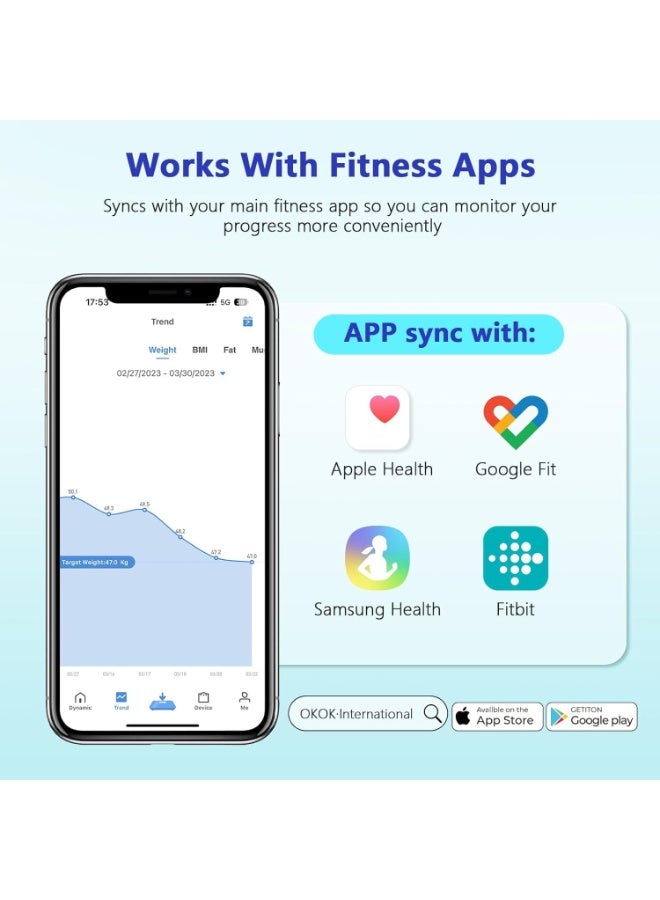 ميزان رقمي ذكي لقياس وزن الجسم، ميزان عالي الدقة يعمل بمجرد الوقوف عليه، مزود بشاشة LCD كبيرة بإضاءة خلفية وإمكانية الاتصال بالتطبيق، مصنوع من الزجاج المقسى، يتحمل حتى 400 رطل. - Image 3