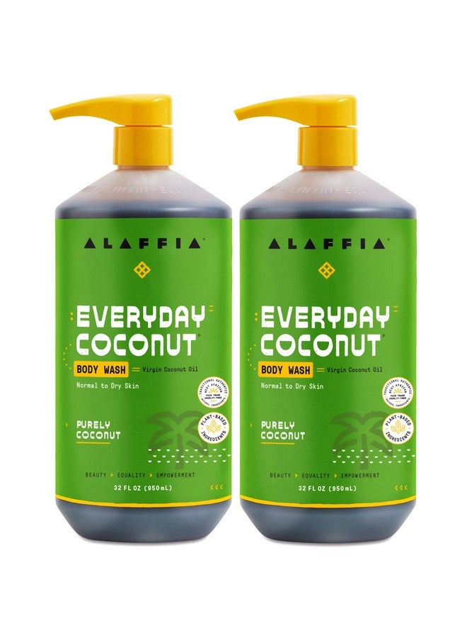 Alaffia Sensitive Skin Body Wash Pack, Everyday Coconut Body Wash for Men & Women, Natural Body Wash with Plant Based Ingredients, Coconut Oil, Coffee, Vitamin E, Purely Coconut (2 Pack-32 Fl Oz Ea) - Image 1