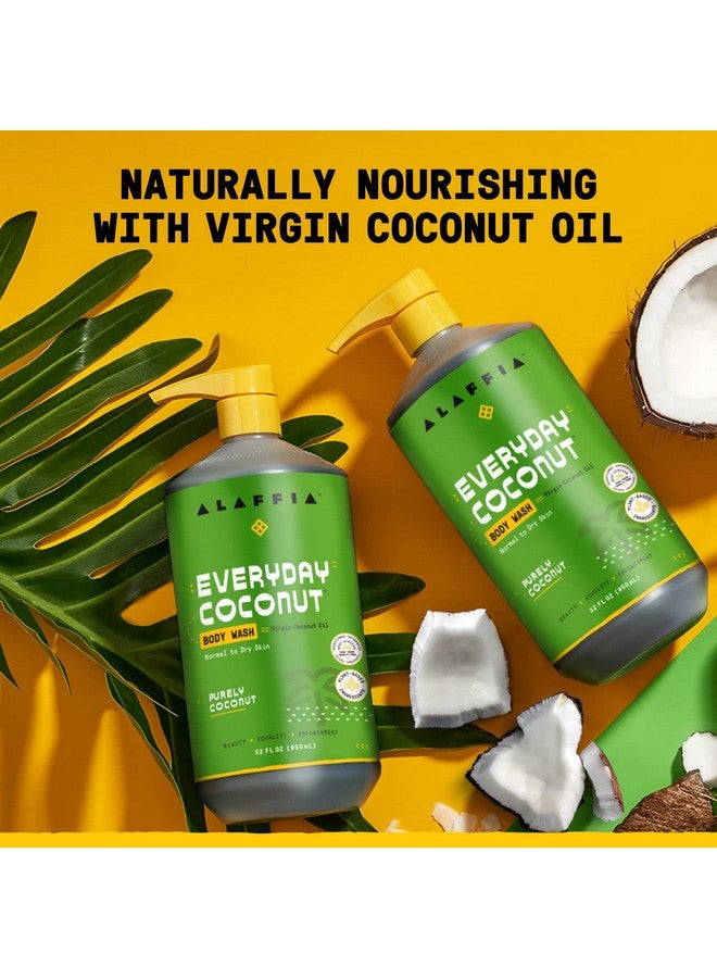 Alaffia Sensitive Skin Body Wash Pack, Everyday Coconut Body Wash for Men & Women, Natural Body Wash with Plant Based Ingredients, Coconut Oil, Coffee, Vitamin E, Purely Coconut (2 Pack-32 Fl Oz Ea) - Image 5