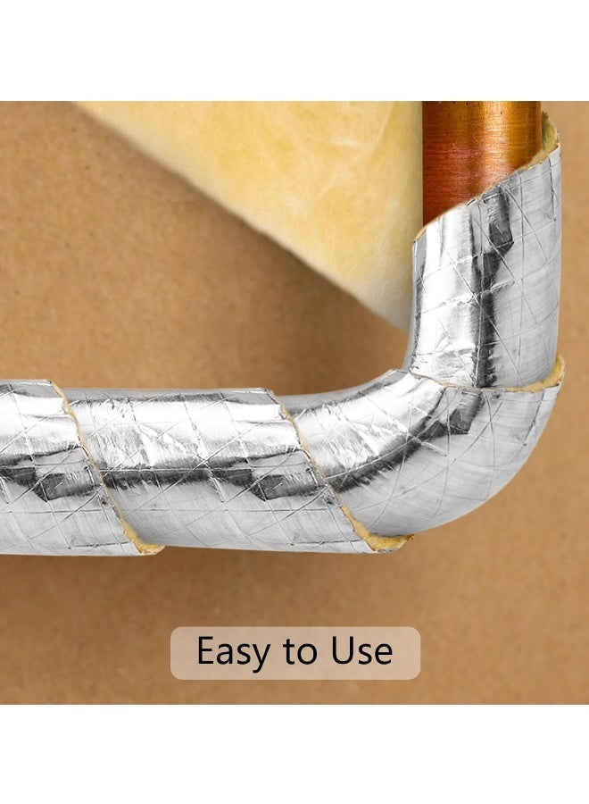 Fiberglass Pipe Insulation Wrap with Foil Back, 32.8 Ft Ceramic Foam Strip for Indoor/Outdoor Pipe Insulation, Ideal for Freezing Weather - 2 Pack - Image 4