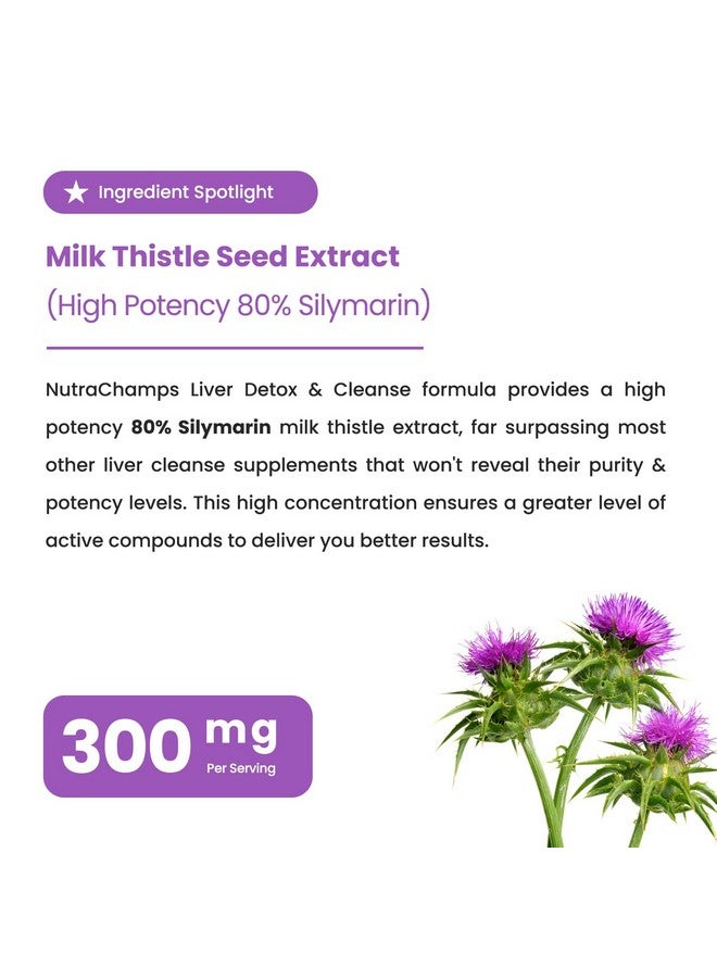 NutraChamps NutraChamps Liver Cleanse Detox & Repair Formula, Milk Thistle Extract with Silymarin, Artichoke, Dandelion, Chicory Root Powder, Premium Liver Support Pills Supplement, 60 Capsules (Pack of 2) - Image 2