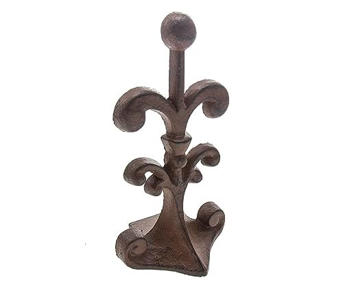 Comfify Fleur De Lis Cast Iron Door Stop – One Decorative Wedge with Felt Bottom – Antique Rust Brown – 4" x 3.5" x 7.75" - Image 1
