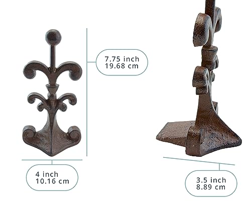 Comfify Fleur De Lis Cast Iron Door Stop – One Decorative Wedge with Felt Bottom – Antique Rust Brown – 4" x 3.5" x 7.75" - Image 3