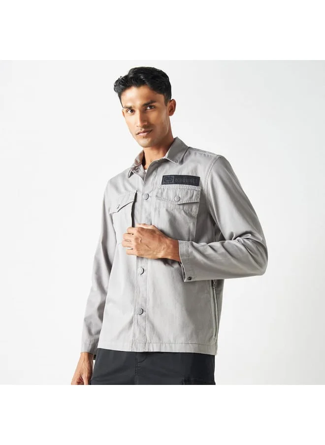 Ecko Unltd. Ecko Unltd Solid Utility Shirt with Long Sleeves and Pockets