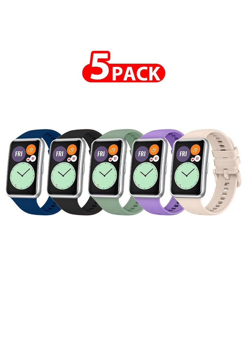 CATANES 5 Pack For Huawei Watch Fit 2 Silicone Bracelet Replacement Strap Multicolour 1(Only Compatible with Huawei Watch Fit 2) - Image 1