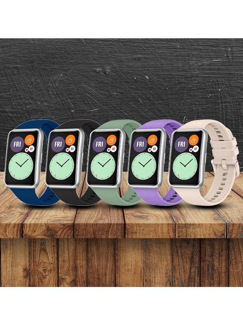 CATANES 5 Pack For Huawei Watch Fit 2 Silicone Bracelet Replacement Strap Multicolour 1(Only Compatible with Huawei Watch Fit 2) - Image 2