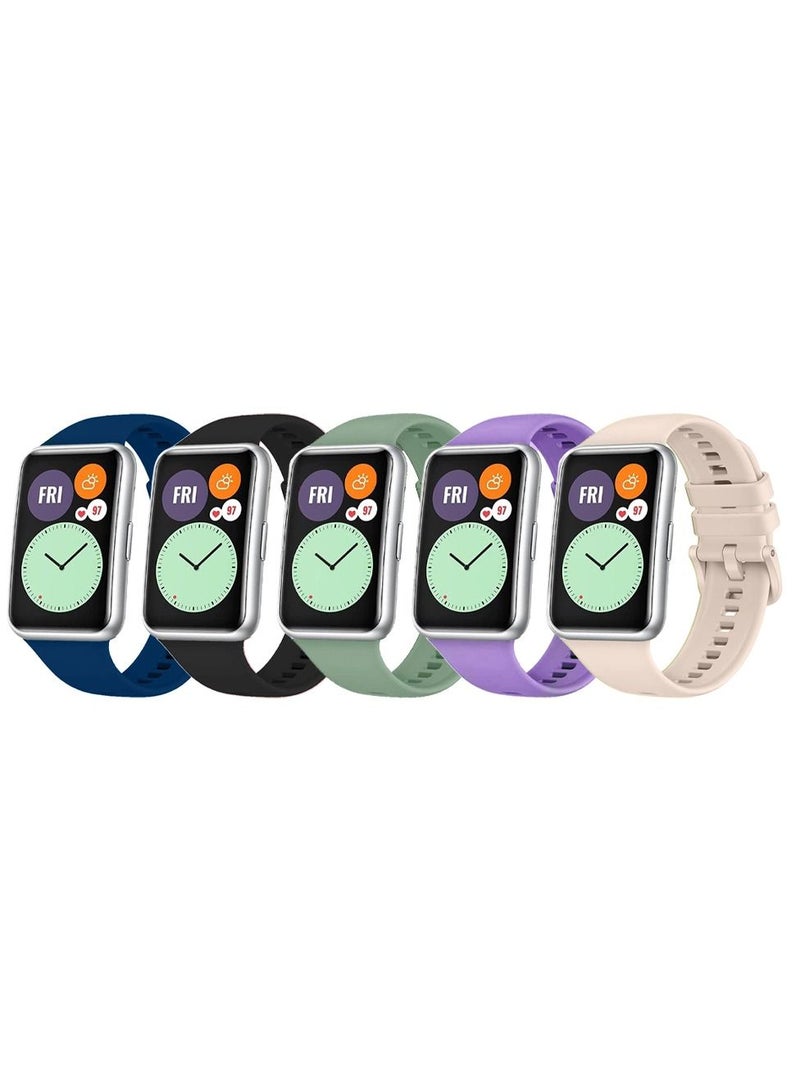 CATANES 5 Pack For Huawei Watch Fit 2 Silicone Bracelet Replacement Strap Multicolour 1(Only Compatible with Huawei Watch Fit 2) - Image 3
