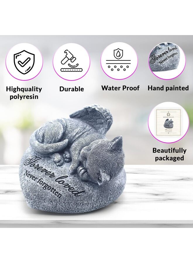 تمثال حديقة القطط - حجر تذكاري للحيوانات الأليفة - علامة قبر القطط - هدية تذكارية معبأة بشكل جميل، شواهد قبور للقطط أو هدية تعاطف لفقدان قطة، حجر مشي لقطة نائمة - Image 3